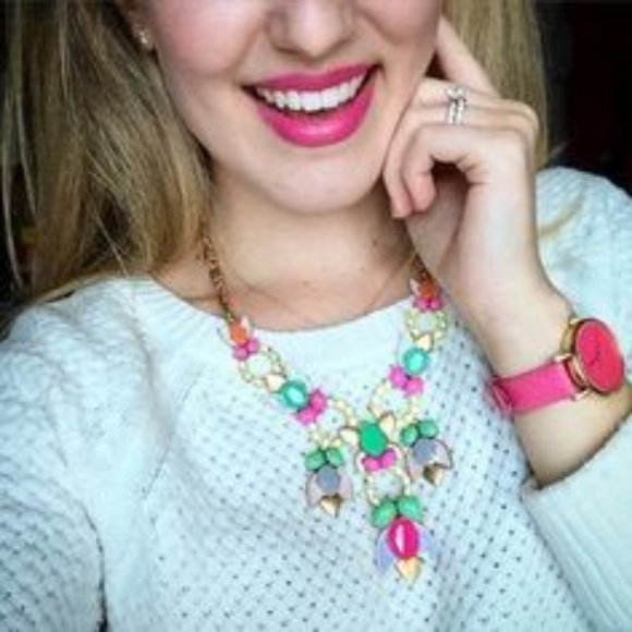 Stella & Dot | Neon Pink+Green Gorgeous POPTropicana NEW Statement Neckl… - Picture 2 of 12